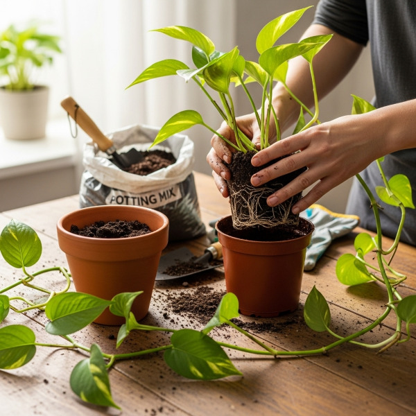 Cây trầu bà bị héo: Nguyên nhân và cách khắc phục hiệu quả 4 Thay chậu cho cây trầu bà
