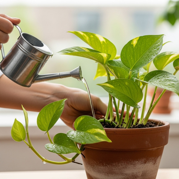 Cây trầu bà bị héo: Nguyên nhân và cách khắc phục hiệu quả 5 Tưới nước cho cây trầu bà