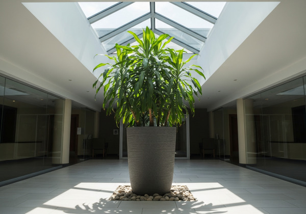 Đặt chậu cây thiết mộc lan tại khu vực giếng trời